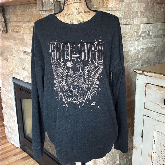 Freebird black and pink long sleeve crew neck graphic sweatshirt - Picture 3 of 16